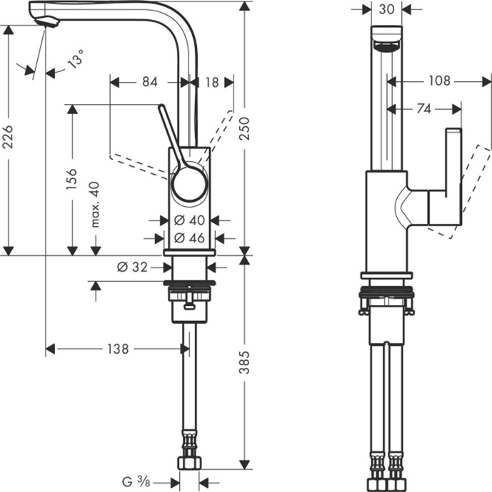 Смеситель Hansgrohe Metris S 31161000 для раковины - 1