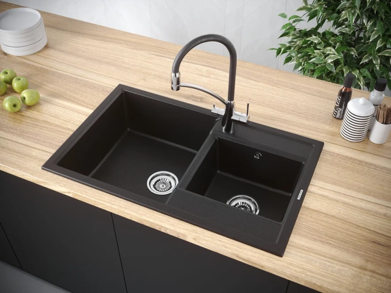 Мойка кухонная Paulmark Tandem 82 черный матовый PM238250-BLM - 2
