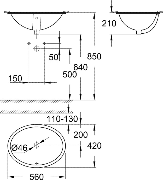 Раковина Grohe Bau Ceramic 39423000 - 3