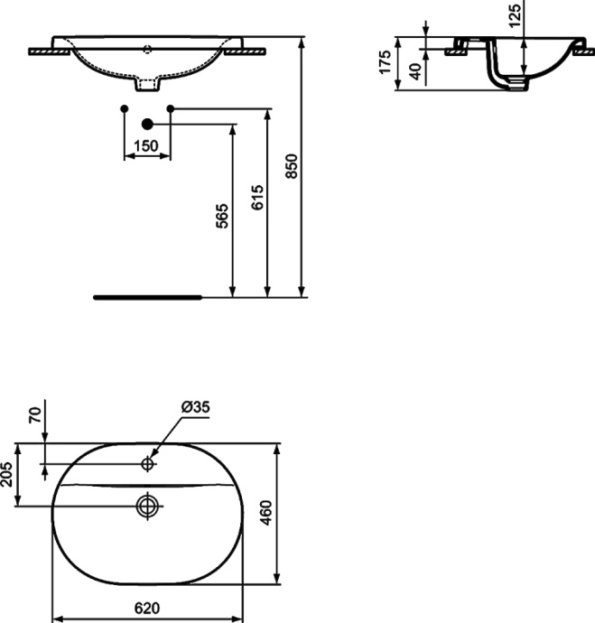 Раковина встраиваемая Ideal Standard Connect 62 белый E504001 - 2