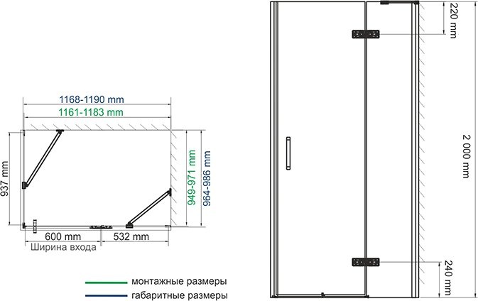 Душевой уголок Wasserkraft Aller Black 10H10RB 120x100 см 10H10RBLACK - 4