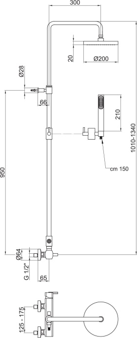 Душевая стойка Webert Azeta AZ870105015METAL хром - 1