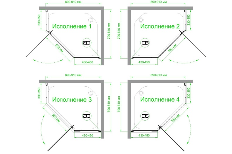 Душевой уголок Royal Bath TR 80х90 профиль черный стекло матовое RB9080TR-C-BL - 3