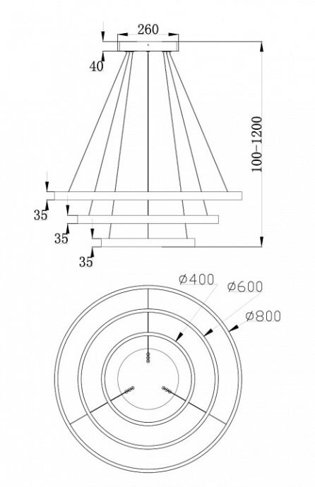 Подвесной светодиодный светильник Maytoni Rim MOD058PL-L100W4K - 4