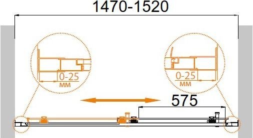 Душевая дверь в нишу Cezares Molveno BF 1 150 P Cr MOLVENO-BF-1-150-P-Cr - 3