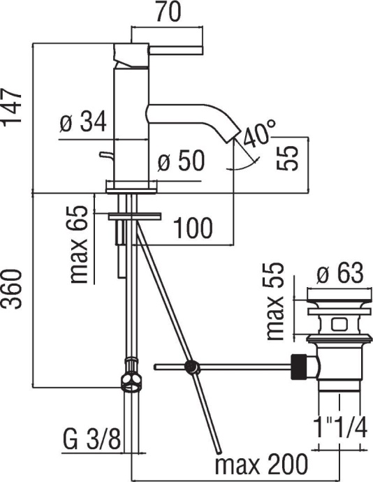Смеситель для раковины Nobili Acquerelli хром  AQ93118/1CR - 3