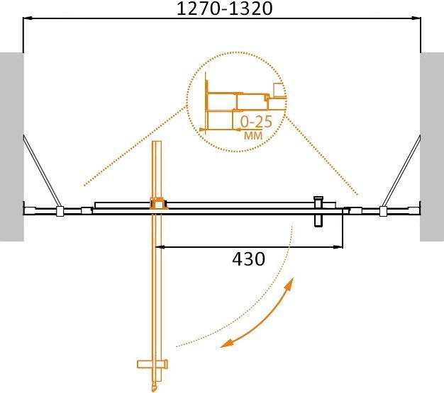 Душевая дверь Cezares Molveno 130 хром стекло прозрачное MOLVENO-BA-12-70+60-C-Cr-IV - 1