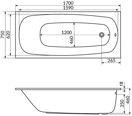 Ванна акриловая WHITECROSS Layla Slim 170x75 белый 0122.170075.100 - 4