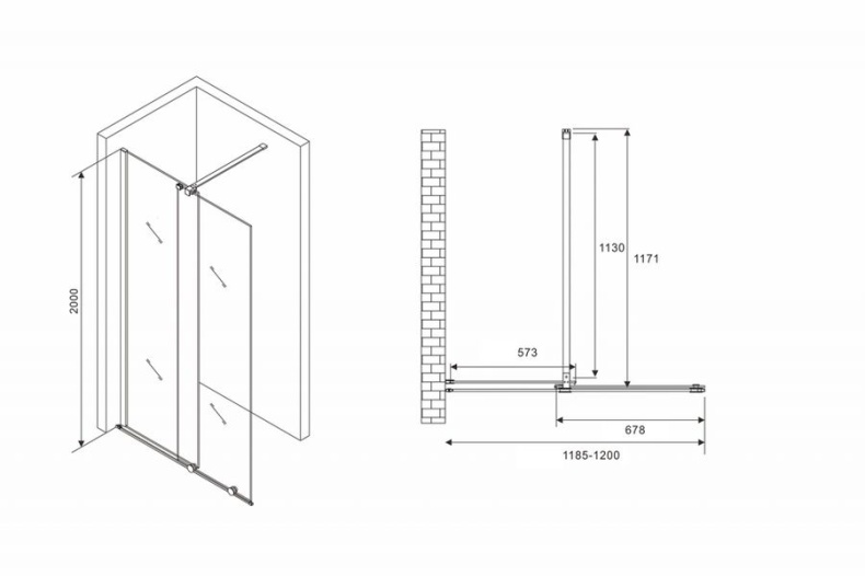 Душевая перегородка ABBER Komfort 120 профиль хром  AG09120 - 5