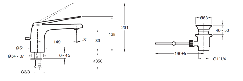 Смеситель для раковины Jacob Delafon Avid E97345-BN - 1