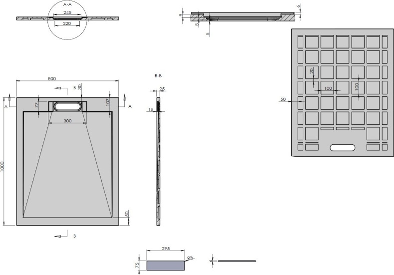 Поддон для душа Vincea VST-4SRL8010A 100x80 антрацит - 3