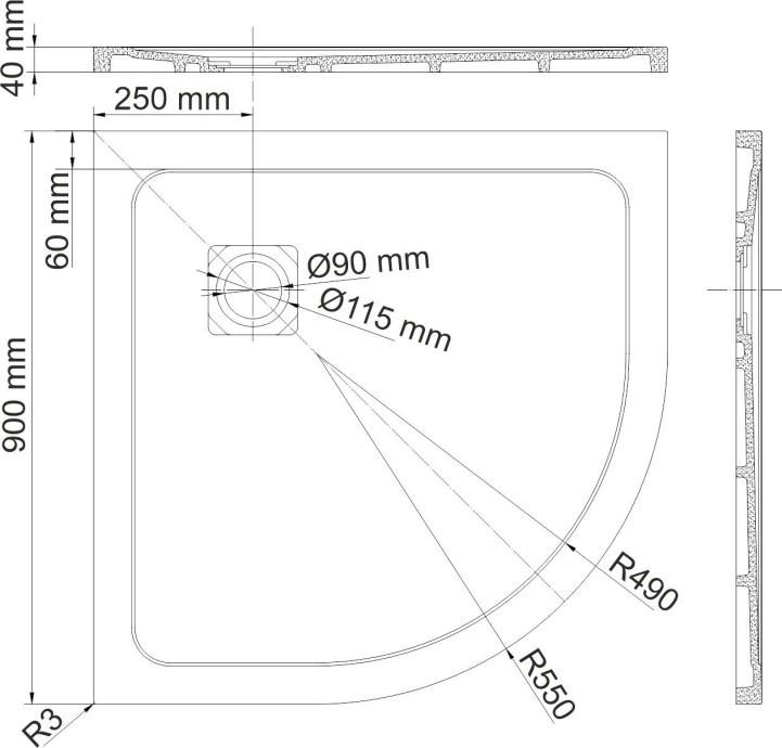 Поддон для душа Wasserkraft Rhin 44T01 90x90 - 1