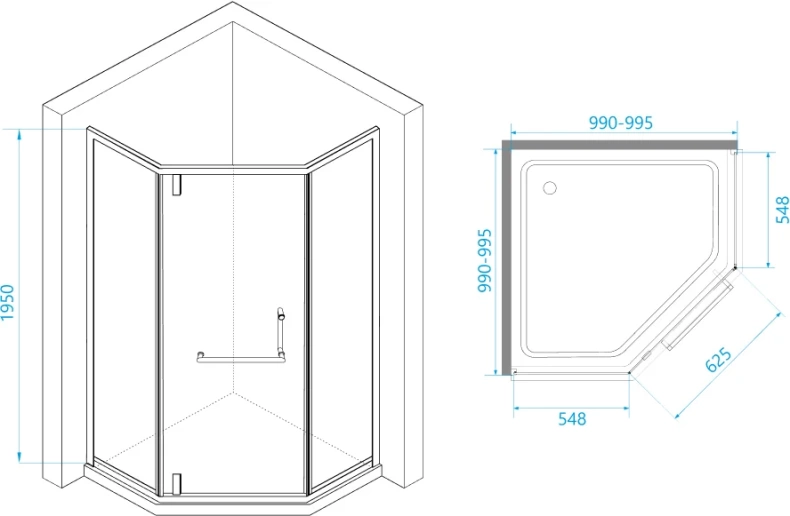 Душевой уголок RGW Hotel HO-084-B 100x100 профиль черный стекло прозрачное 350608400-14 - 3