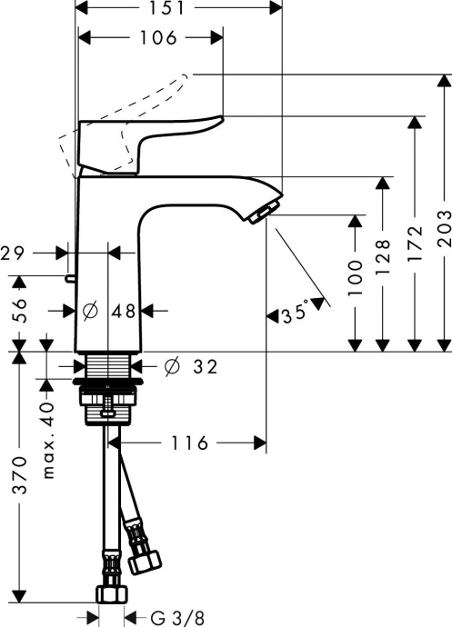 Смеситель Hansgrohe Metris 31080000 для раковины - 12