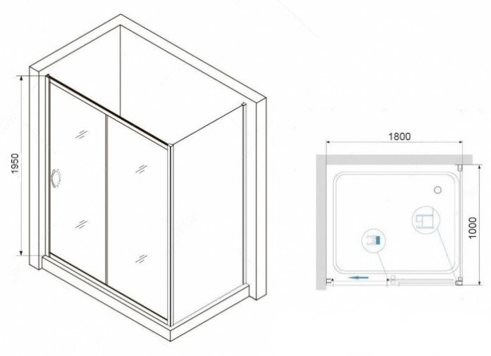 Душевой уголок RGW Passage PA-76-1B 180x100 профиль черный стекло прозрачное 350876180-14 - 2