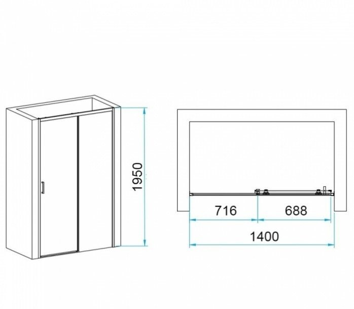 Душевая дверь RGW Passage PA-017B 140х195 профиль черный стекло прозрачное 350801714-14 - 1