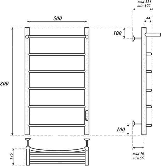 Полотенцесушитель электрический Point Афина 50х80 белый с полкой PN04858PW - 2