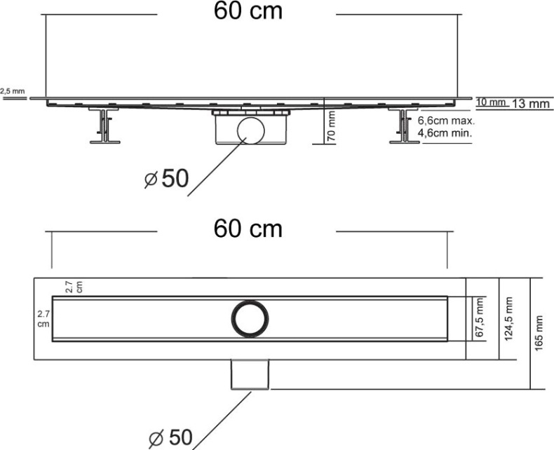 Душевой лоток Vincea Say Optima-S SAY.603.60.S.U 60 см - 3