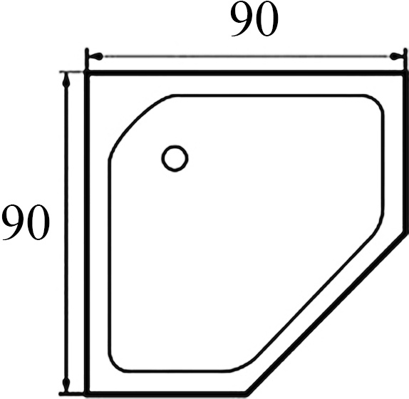 Поддон душевой пятиугольный River Wemor 90/14 P  10000003089 - 1