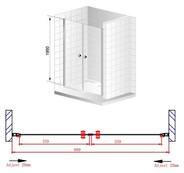Душевая дверь в нишу Cezares ELENA-W-B-2-90-P-Cr - 6