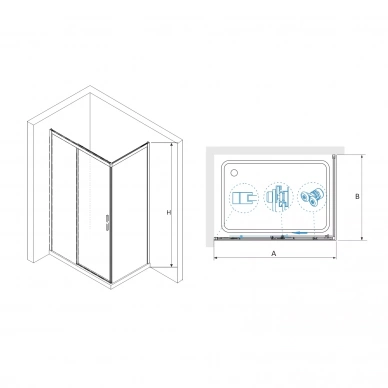 Душевой уголок RGW Passage 190х80 хром стекло прозрачное 341241198-011 - 1
