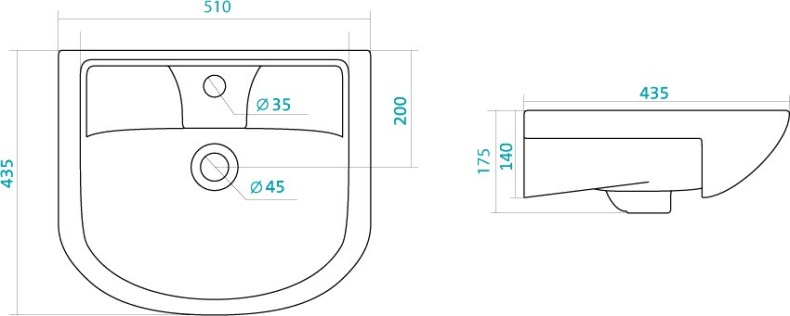 Тумба с раковиной Style Line Эко Стандарт №9 50 белая - 9