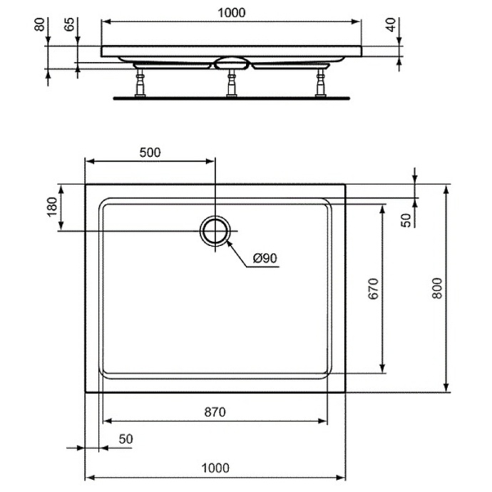 Поддон для душа Ideal Standard Hotline 100х80 белый K277401 - 2