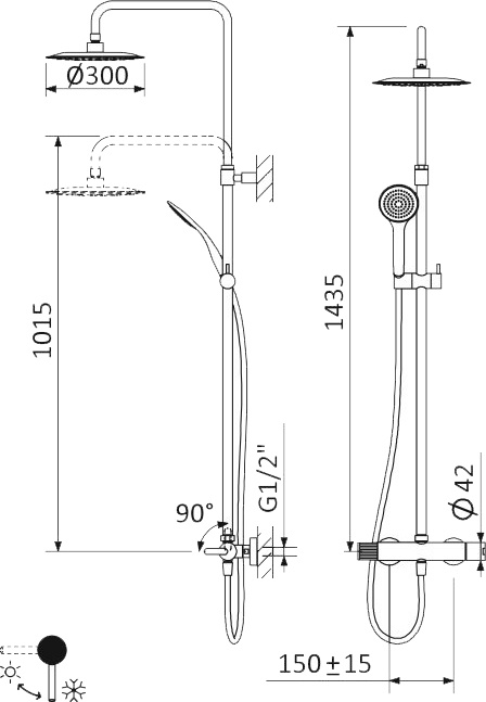 Душевая стойка Cezares Leaf CDA-30-01 LEAF-CDA-30-01 - 1