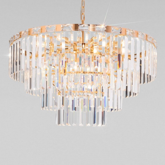 Подвесная люстра Eurosvet Elegante 10130/10 золото/прозрачный хрусталь Strotskis - 0