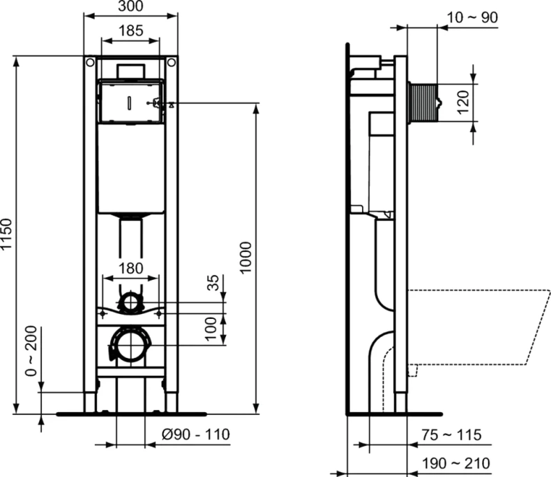 Комплект унитаза с инсталляцией Ideal Standard I.Life A с сиденьем микролифт белый WA330101 - 5