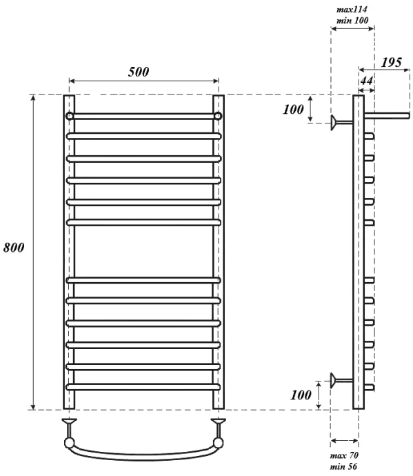 Полотенцесушитель электрический Point Альфа 50х80 хром с полкой PN05158SPE - 2