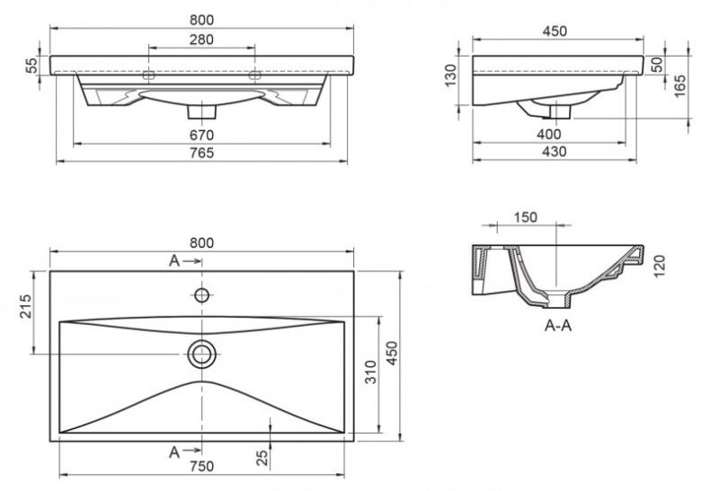 Раковина BelBagno Marino-Cer 80x45 белый  BB-0322-80-LVB - 1