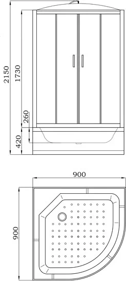 Душевая кабина Parly Classic 90х90 хром стекло тонированное EC921 - 2