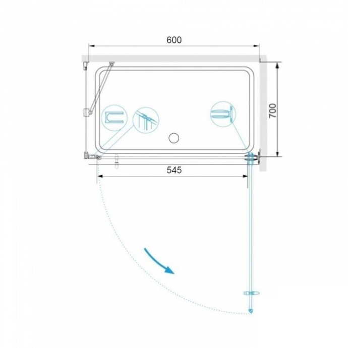 Душевой уголок RGW Hotel HO-045 60х70 профиль хром стекло прозрачное 350604567-011 - 2