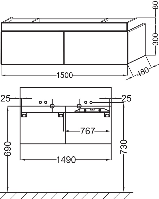 Мебель для ванной Jacob Delafon Terrace 150 белый лак - 6