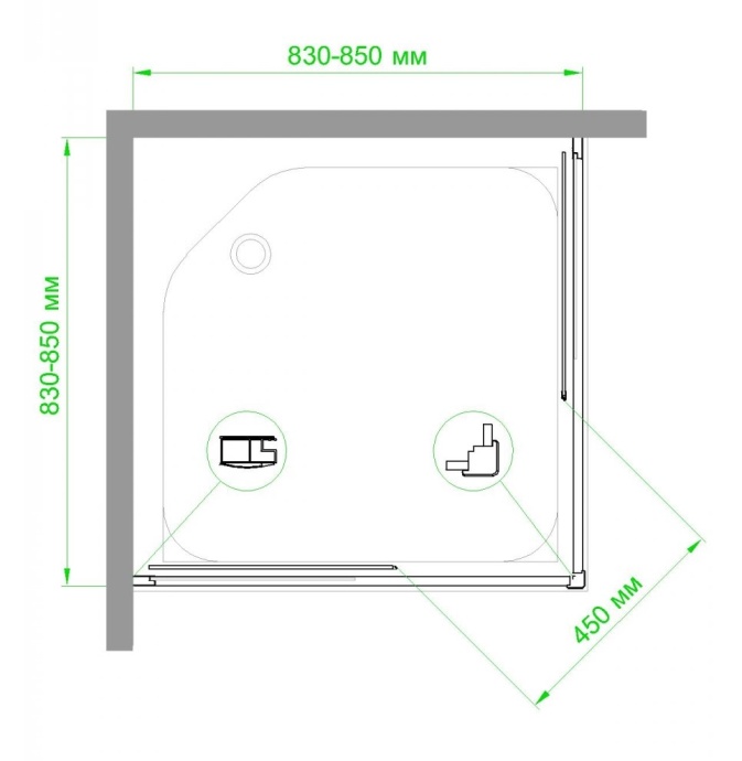 Душевой уголок Royal Bath HPD 85x85 профиль черный стекло матовое RB85HPD-C-T-BL - 3