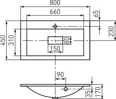 Мебельная раковина СанТа Elen 800 Elen80 - 5