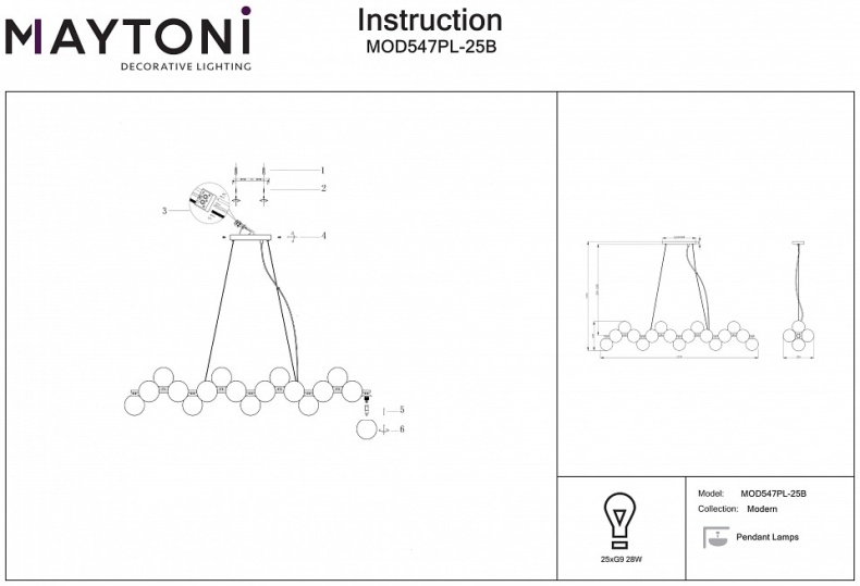 Подвесная люстра Maytoni Dallas MOD547PL-25B - 1