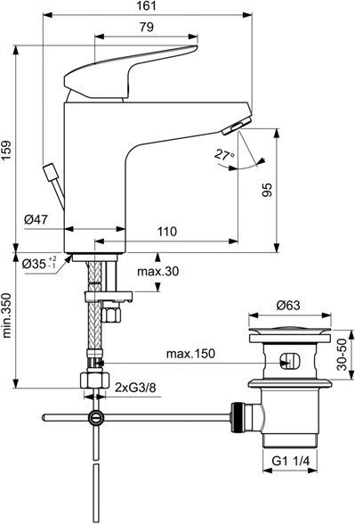 Смеситель для раковины Ideal Standard Ceraflex хром  B1712AA - 1