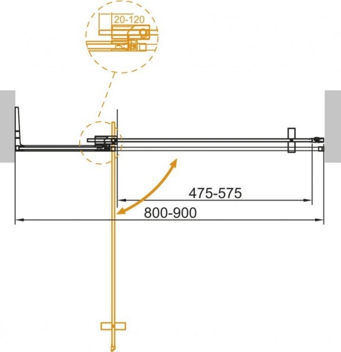 Душевая дверь в нишу Cezares Slider B 1 80/90 C Cr SLIDER-B-1-80/90-C-Cr - 4