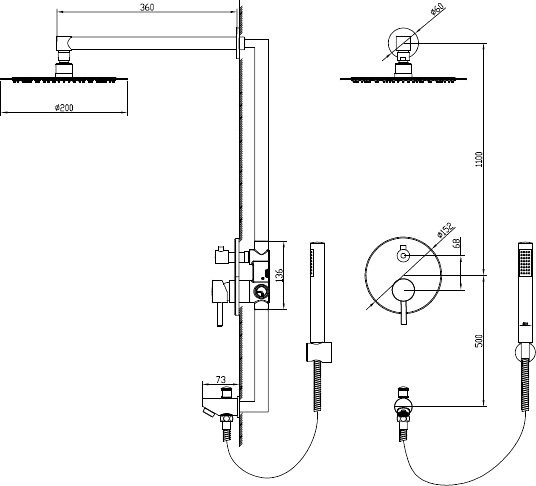 Душевой комплект RGW Shower Panels SP-52 21140852-01 - 1