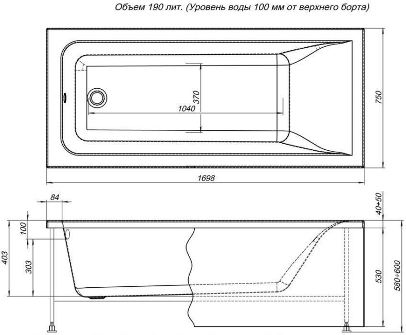 Акриловая ванна Aquanet Bright 170x75 232982 - 2