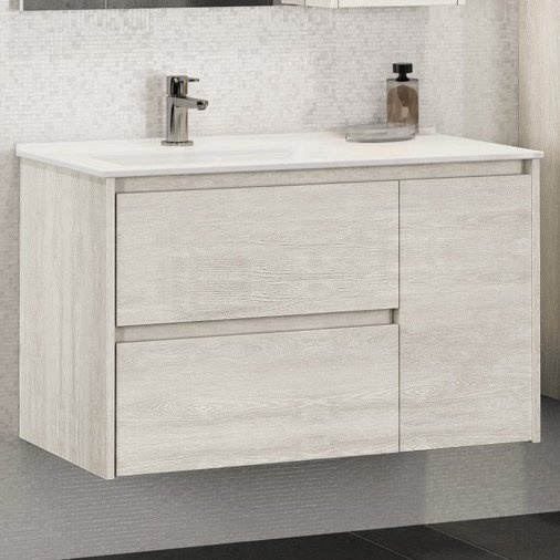 Тумба с раковиной Comforty Бремен 90 дуб белый 00004142375 - 0
