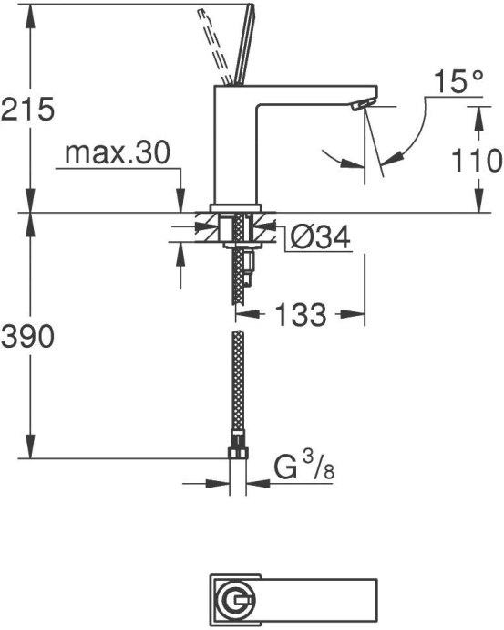 Смеситель Grohe Eurocube Joy 23658000 для раковины - 5