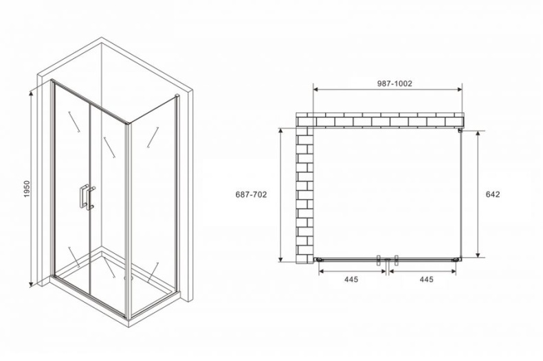 Душевой уголок ABBER Sonnenstrand 100х70 профиль черный  AG04100BC-S70B - 3