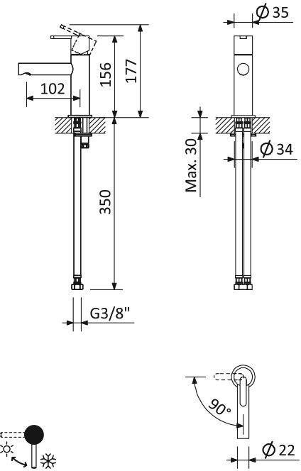 Смеситель Cezares Leaf LSM1-01-W0 для раковины LEAF-LSM1-01-W0 - 1