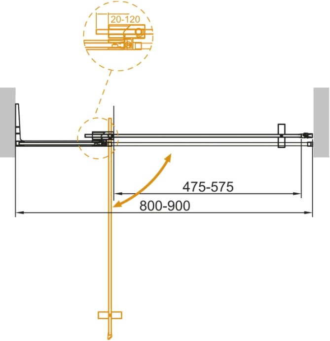 Душевая дверь в нишу Cezares Slider B 1 80/90 GRIGIO Cr SLIDER-B-1-80/90-GRIGIO-Cr - 1