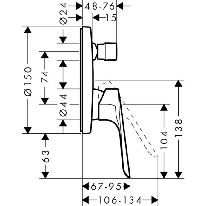 71404000 HG Logis E смеситель для ванны (внешняя часть) - 1