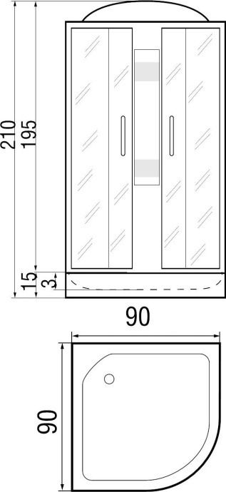Душевая кабина с поддоном River Nara light Б/К 90/15 MT  10000002911 - 1