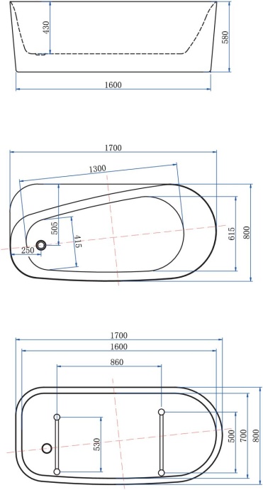 Акриловая ванна Allen Brau Infinity 170x78 2.21003.20/AM белый глянец (панель антрацит) - 1